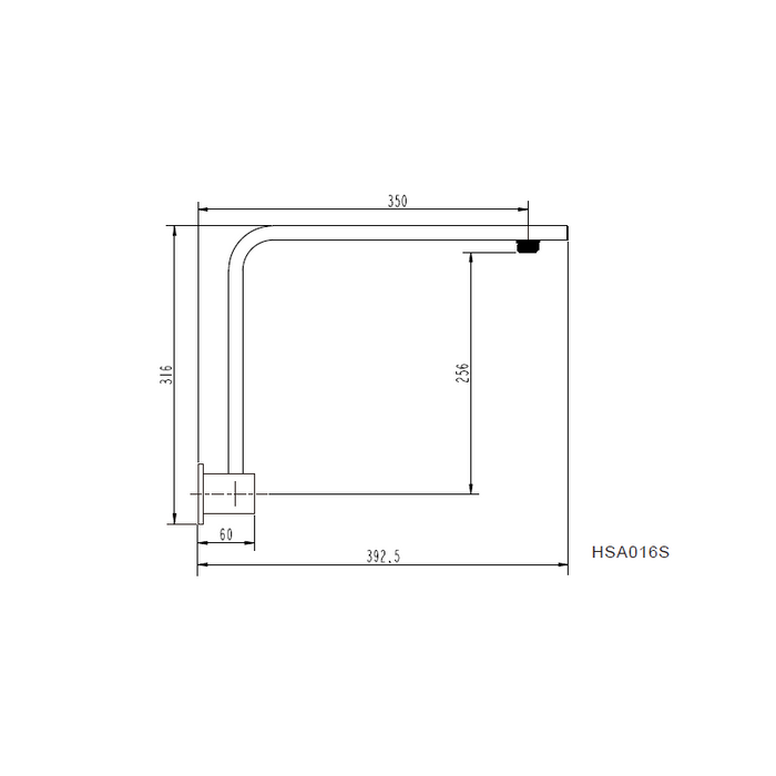 Square | Chrome High Rise Shower Arm 350mm