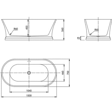Attica | Hampton 1500 Gloss White Freestanding Designer Bath
