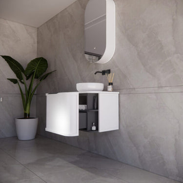 ABS | 600mm Houston Matt White Curved Wall Hung Vanity