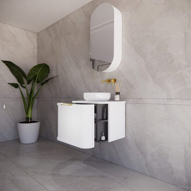 ABS | 600mm Houston Matt White Curved Wall Hung Vanity