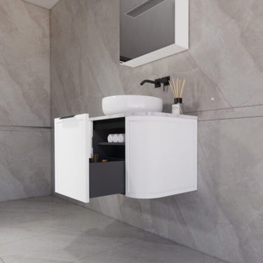 ABS | 750mm Houston Matt White Curved Wall Hung Vanity