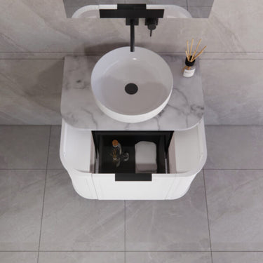 ABS | 750mm Houston Matt White Curved Wall Hung Vanity