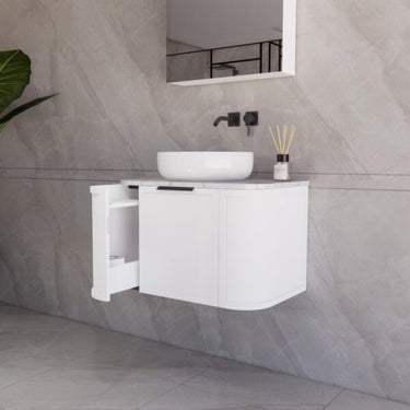 ABS | 750mm Houston Matt White Curved Wall Hung Vanity