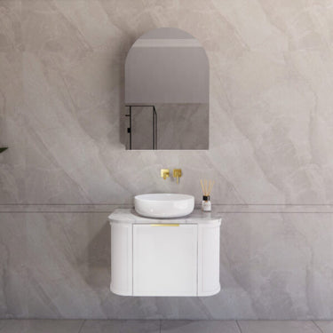 ABS | 750mm Houston Matt White Curved Wall Hung Vanity