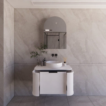 ABS | 900mm Houston Matt White Curved Wall Hung Vanity