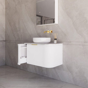 ABS | 900mm Houston Matt White Curved Wall Hung Vanity