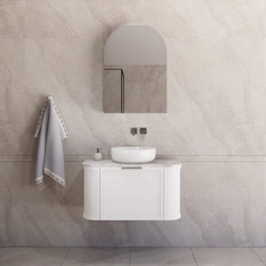 ABS | 900mm Houston Matt White Curved Wall Hung Vanity