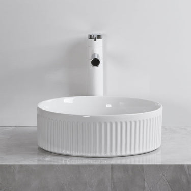 Flutted 360 x 360 x 120mm Round Above Counter Basin - Acqua Bathrooms