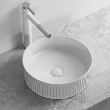 Flutted 360 x 360 x 120mm Round Above Counter Basin - Acqua Bathrooms