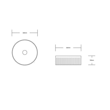 Flutted Matte White 360 x 360 x 120mm Round Above Counter Basin - Acqua Bathrooms