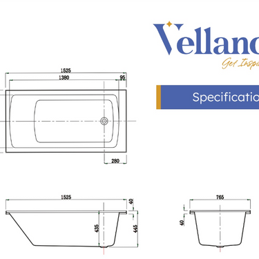 Muccia | 1525mm Lucite Drop In Bath