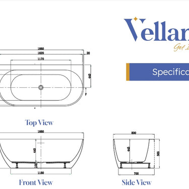 Polino | 1660mm Back To Wall Lucite Freestanding Bath Gloss White