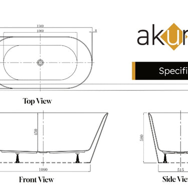 Minca | 1500mm Lucite Freestanding Bath Gloss White
