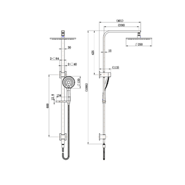 Chrome Kiama Shower on Rail