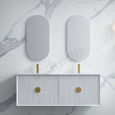 Infinity | Kingo 1200 Matte White Fluted Wall Hung Vanity - Acqua Bathrooms