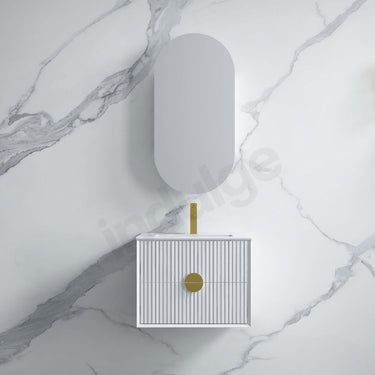 Infinity | Kingo 600 Matte White Fluted Wall Hung Vanity - Acqua Bathrooms