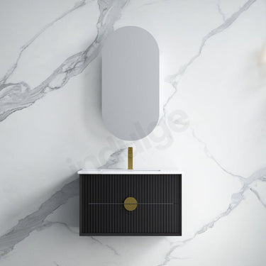 Infinity | Kingo 750 Matte Black Fluted Wall Hung Vanity - Acqua Bathrooms