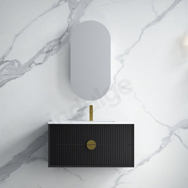 Infinity | Kingo 900 Matte Black Fluted Wall Hung Vanity - Acqua Bathrooms