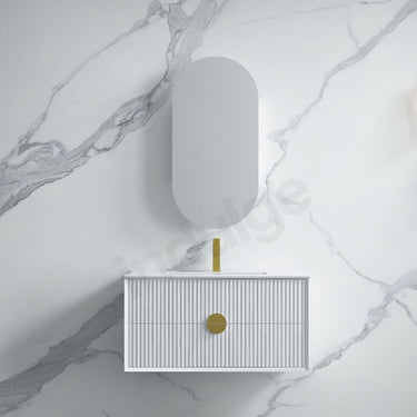 Infinity | Kingo 900 Matte White Fluted Wall Hung Vanity - Acqua Bathrooms