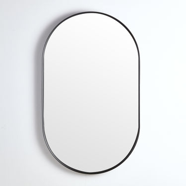 Olivia 450x900 Matte Black Framed Oval Mirror