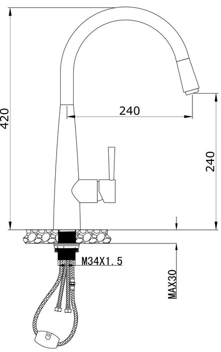 Kasper | Chrome Pull Out Kitchen Mixer