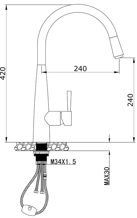 Kasper | Gun Metal Pull Out Kitchen Mixer