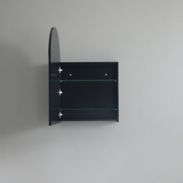 Poseidon | Olivia Arch Matte Black Shaving Cabinet 600x900