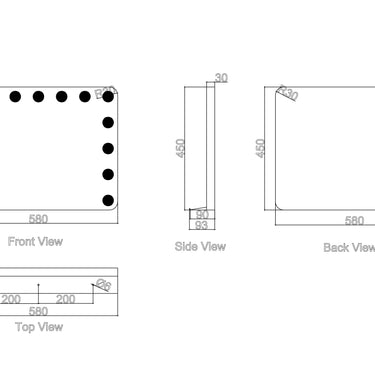 Mercio | Luna 580×450mm LED Front-lit Makeup Mirror