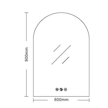 Mercio | 900 x 600mm Luna LED Arch Mirror