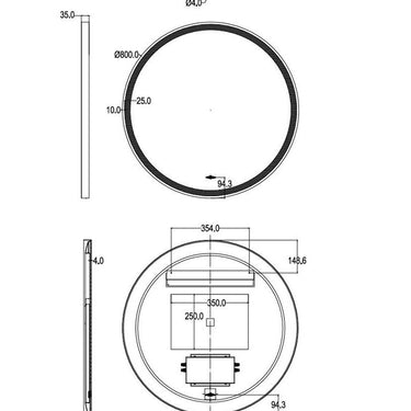Ceto | Luna 800mm Touchless LED Round Mirror Brushed Nickel