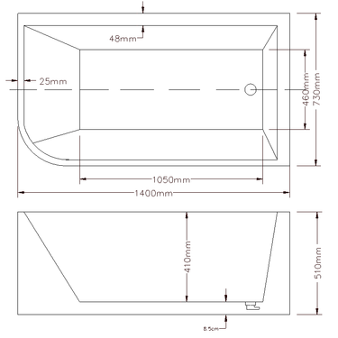 Lukka | Clayton 1400mm Free Standing Right Corner Bath