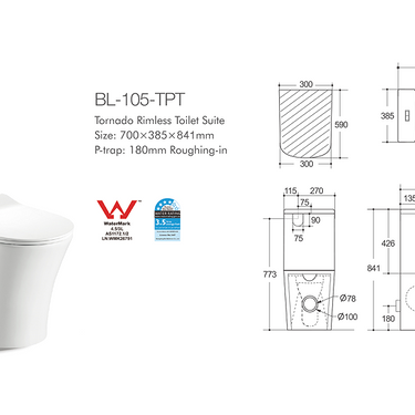 LUKKA | Orta Tornado Rimless Back To Wall Toilet Suite