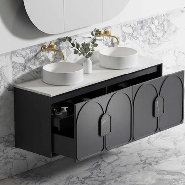 Otti Australia | 1500 Laguna Black American Oak Wall Hung Vanity