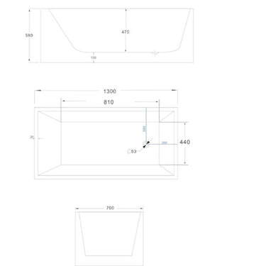 1300 mm Square Multi-fit Freestanding Bath Tub