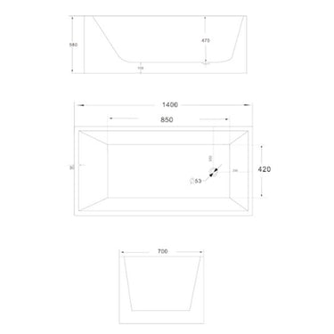 1400 mm Square Multi-fit Freestanding Bath Tub