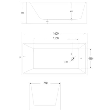 1600 mm Square Multi-Fit Freestanding Bath Tub