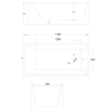 1700 mm Square Multi-Fit Freestanding Bath Tub