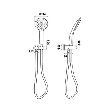 Loui | Chrome Hand Shower With Wall Bracket