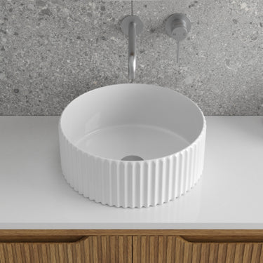 Lucito | 360 Round Above Counter Fluted Basin Gloss White