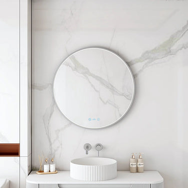 Mercio | Maia 600/750/900mm LED Round Mirror – Brushed Nickel Frame