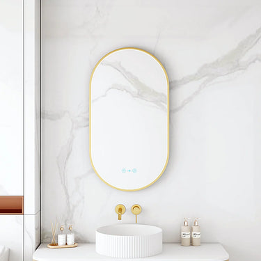 Mercio | Maia 500×900mm LED Oval Mirror Brushed Gold Frame