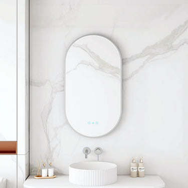 Mercio | Maia 500×900mm LED Oval Mirror Brushed Nickel Frame