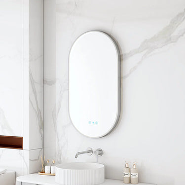 Mercio | Maia 500×900mm LED Oval Mirror Brushed Nickel Frame
