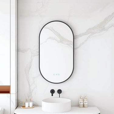 Mercio | Maia 500×900mm LED Oval Mirror Matte Black Frame