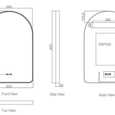 Mercio | Brushed Nickel Maia 600×900mm LED Arch Mirror