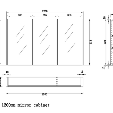 ABS | Light Oak  1200mm Shaving Cabinet