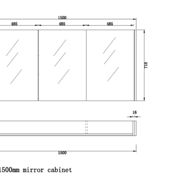 ABS Riva | 1500mm Gloss White Shaving Cabinet