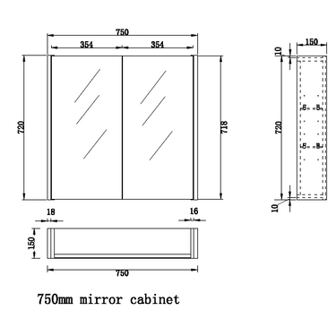 ABS | Light Oak  750mm Shaving Cabinet