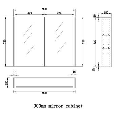 ABS | Light Oak  900mm Shaving Cabinet