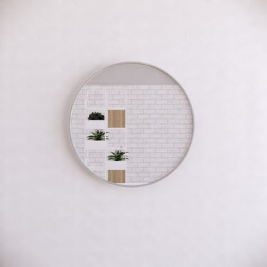 ABS Riva | 600mm/800mm Brushed Nickel Framed Round Mirror Wall Mounted